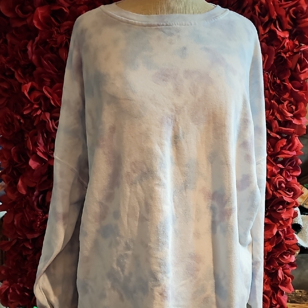 Green Tea Womens XL Tie-Dye Long Sleeve Top Thin Sweatshirt